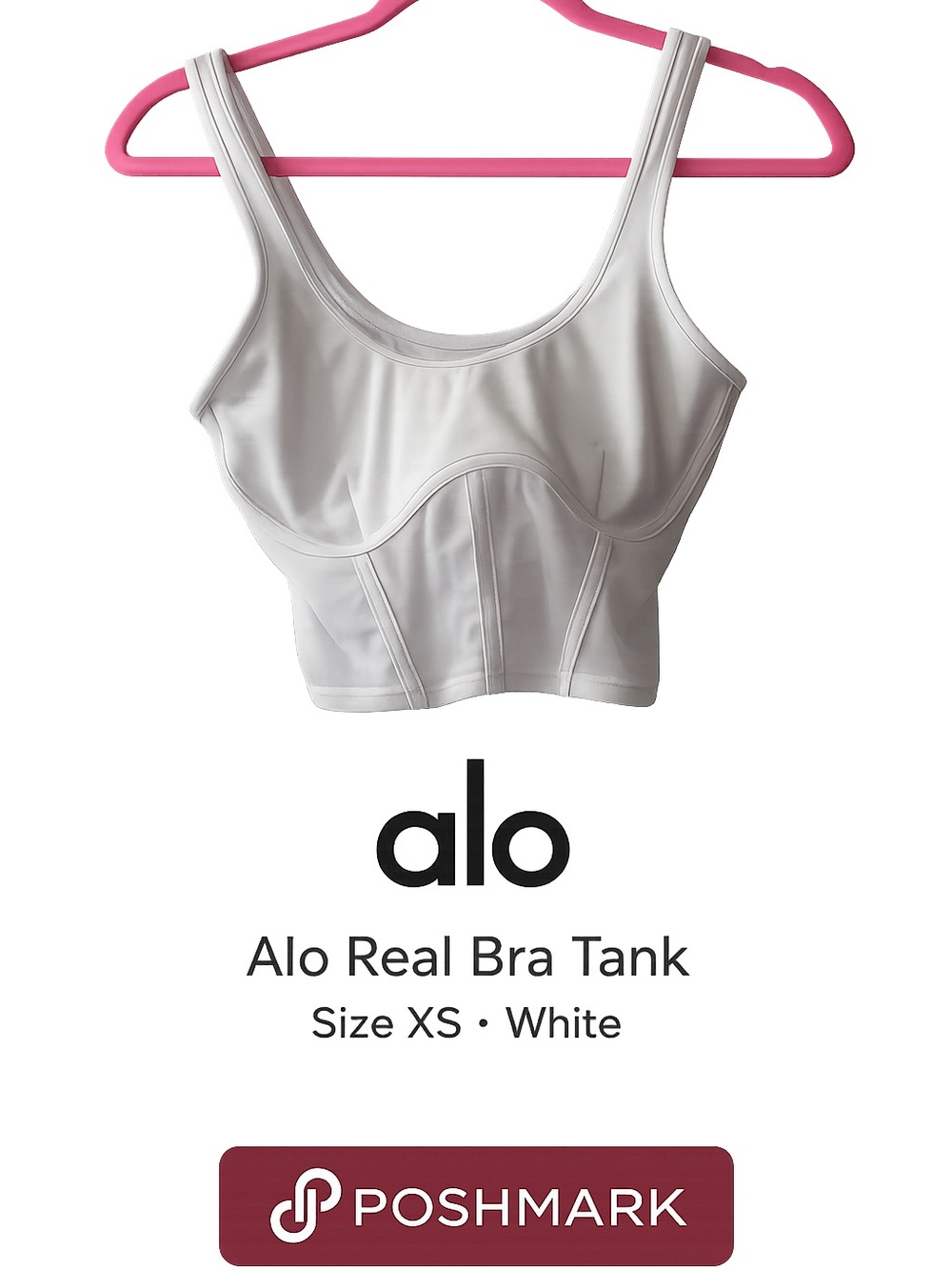 ALO Yoga corset crop top in white, with white mesh.